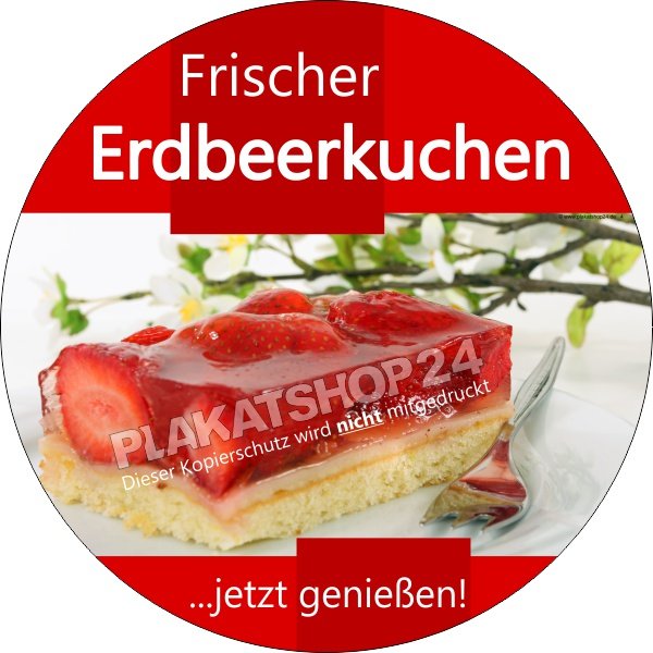 Erdbeerkuchenaufkleber für Bäckerei und Café