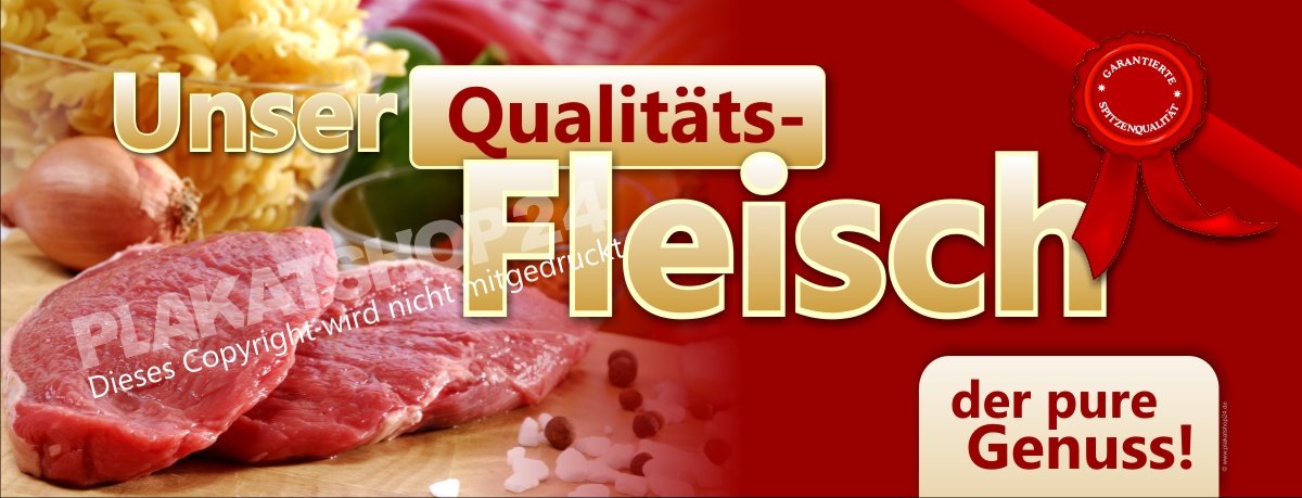 Werbebanner Qualitätsfleisch aus der Fleischerei 