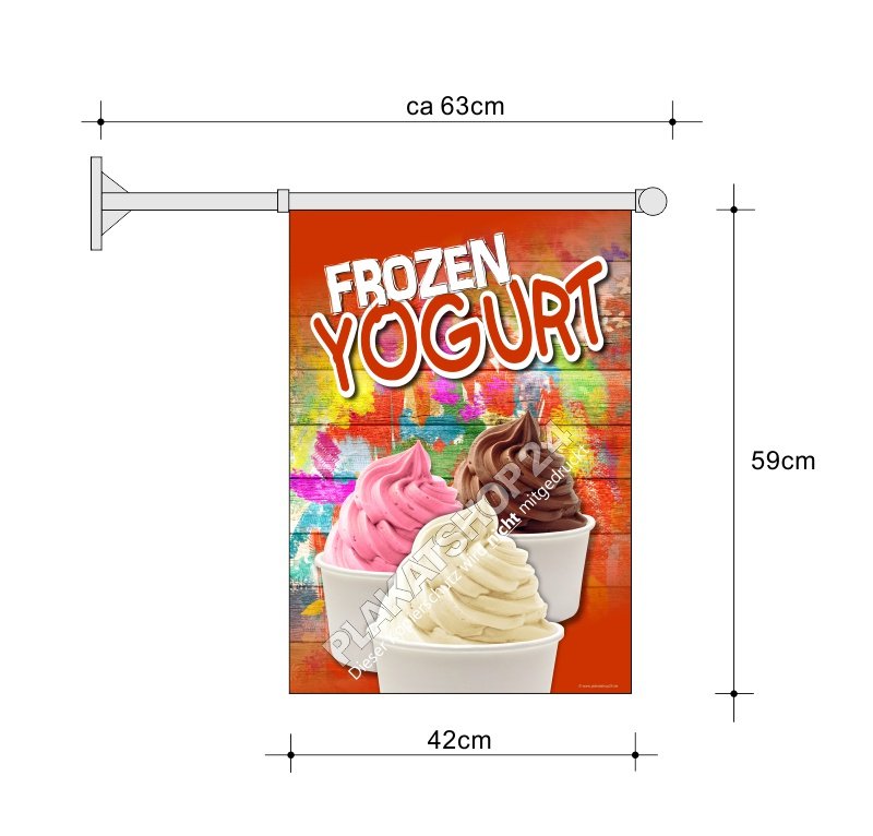 Frozen Yogurt-Stockfahne drei Yogurtsorten