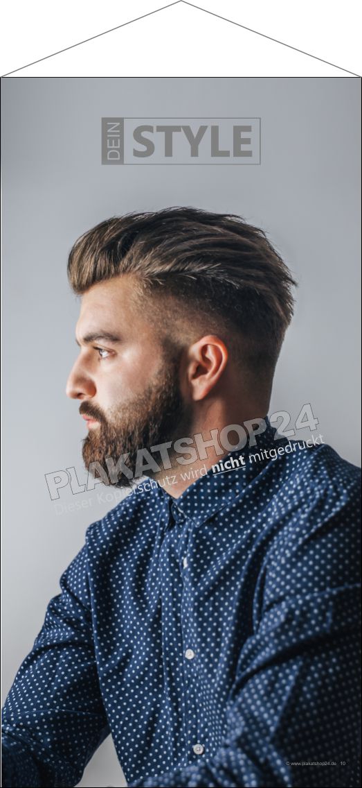 Frisurenbanner aus Stoff für Herrenfriseur