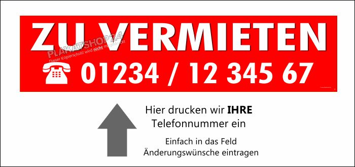 Aufkleber Zu vermieten mit Telefon-Nummer Aufkleber Zu vermieten mit Telefon-Nummer