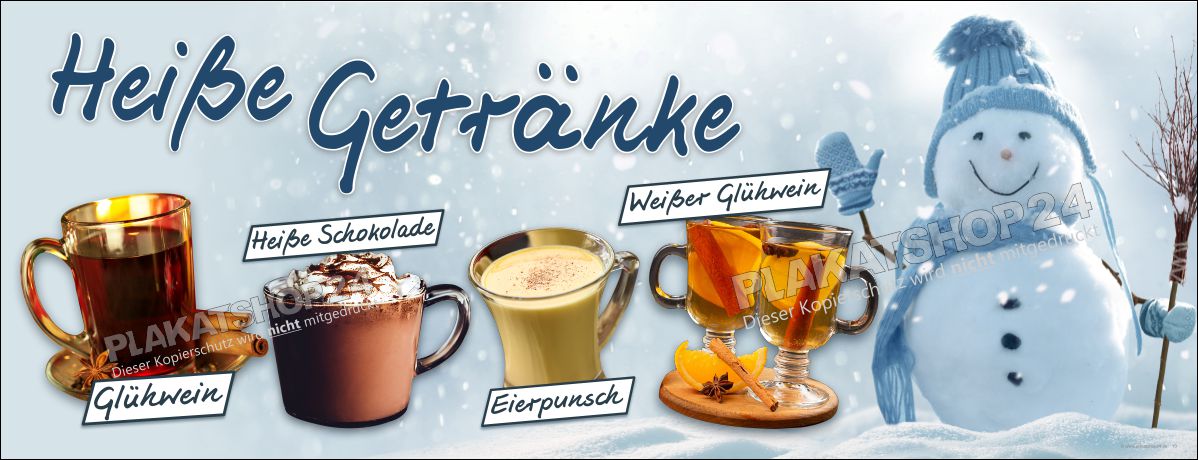 Gastro-Werbebanner Heiße Getränke im Winter Gastro-Werbebanner Heiße Getränke im Winter