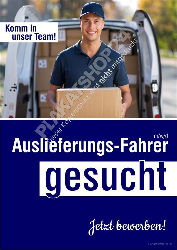 Werbeschild Auslieferungsfahrer / Bote gesucht