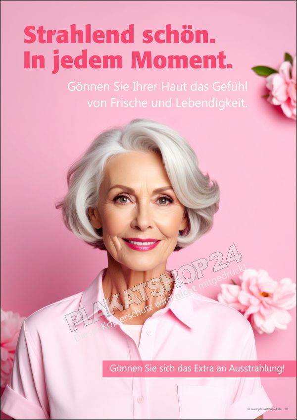 Werbeplakat Kosmetik – Strahlend schön im Alter