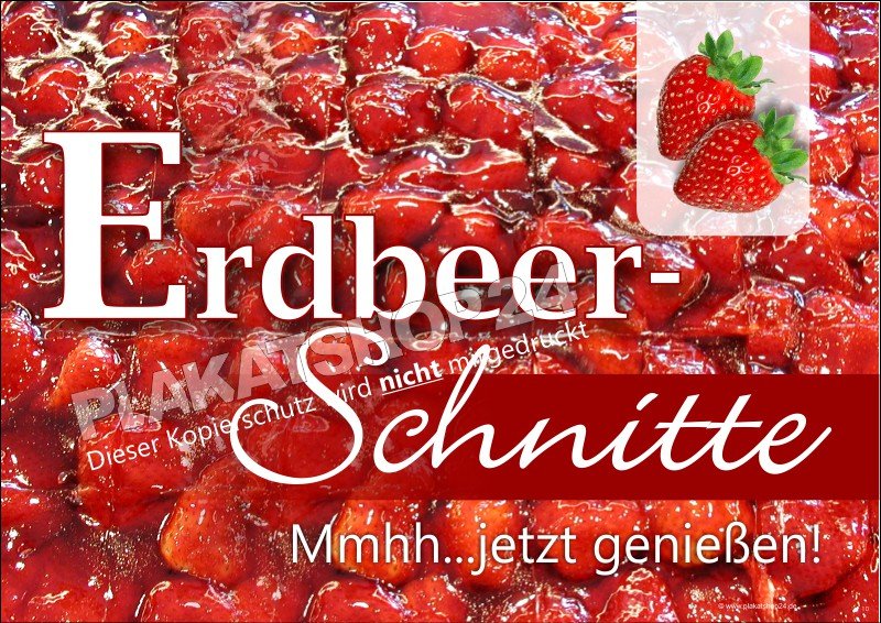 Bäckerei-Poster für die Erdbeer-Schnitte im Querformat