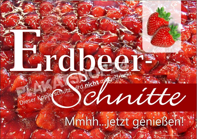 QU9016 Bäckerei-Poster für die Erdbeer-Schnitte im Querformat