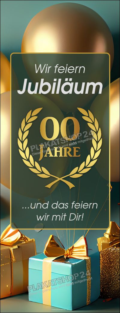 Dekobanner im Hochformat zum Firmenjubiläum Dekobanner im Hochformat zum Firmenjubiläum