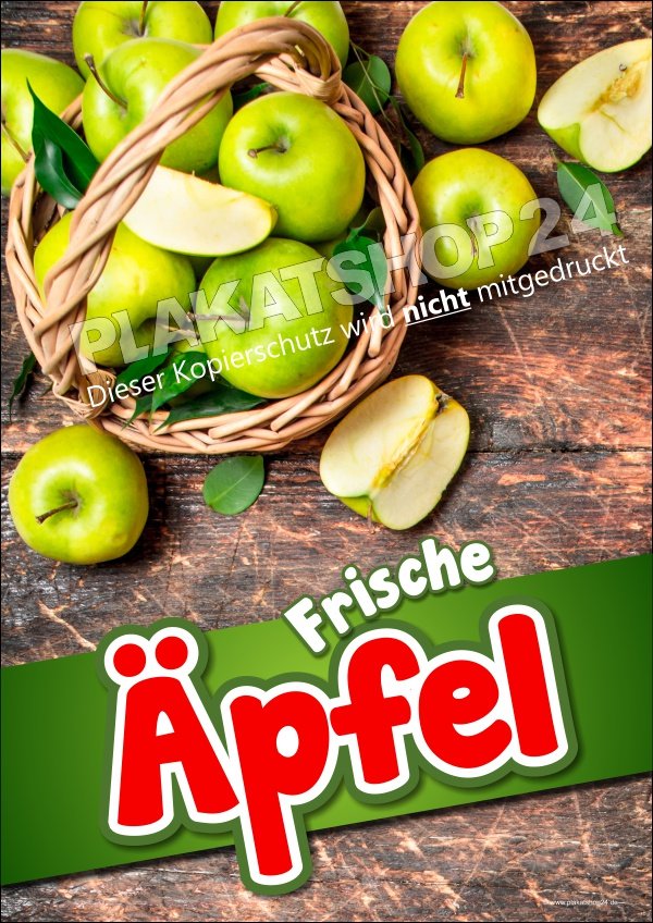 Apfleplakat_gruenLksneQEJNnjaf Apfelposter für Hofladen, Obstbauern mit grünen Äpfeln