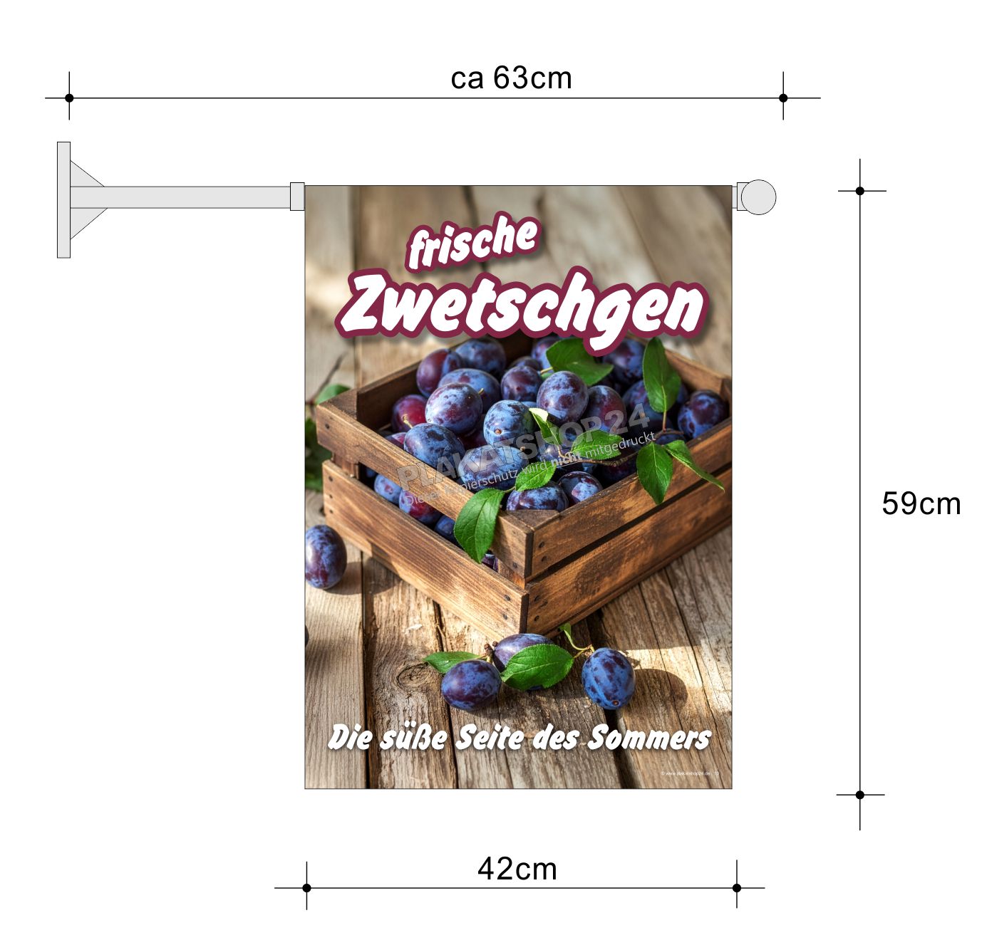 Stockfahne frische Zwetschgen zu verkaufen Stockfahne frische Zwetschgen zu verkaufen