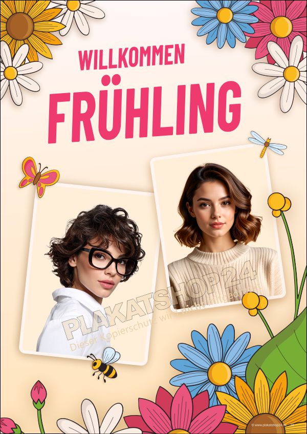 Dekoposter Friseursalon Willkommen Frühling Dekoposter Friseursalon Willkommen Frühling