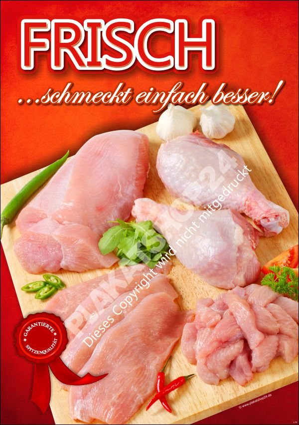 Werbeplakat für frisches Geflügel 