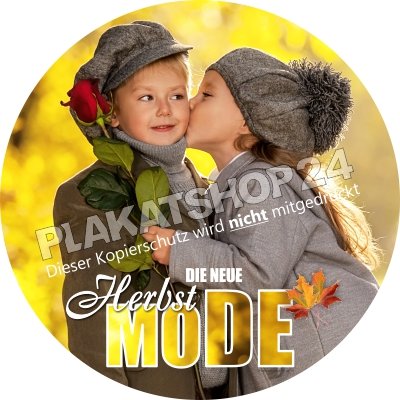 Hinweis-Aufkleber für die neue Herbstmode mit Kindern