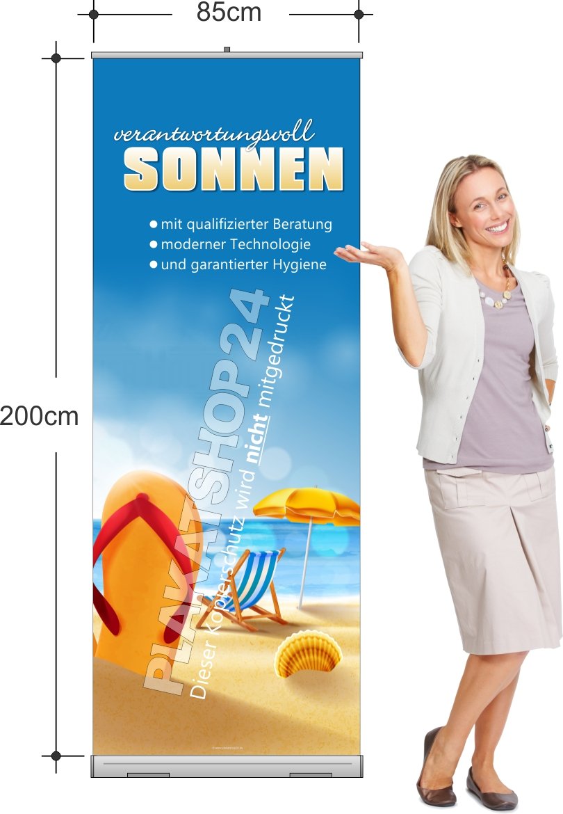 Fertig bedrucktes Rollupbanner für Sonnenstudio