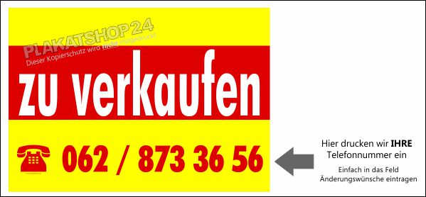 Plakat Zu verkaufen mit Ihrer Tel.Nr.
