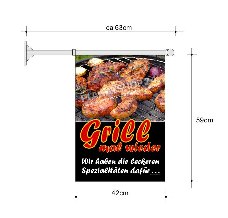 Fahne A2 für Grillfleisch-Werbung zur Grillsaison