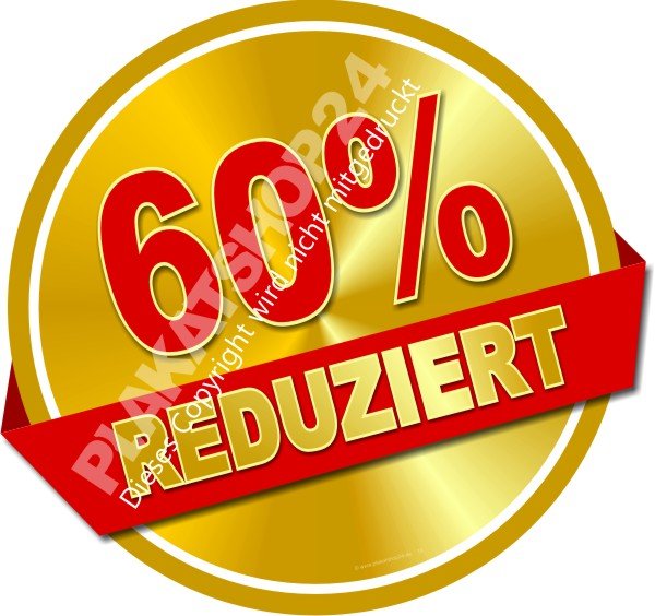 Werbeaufkleber 60 Prozent reduziert