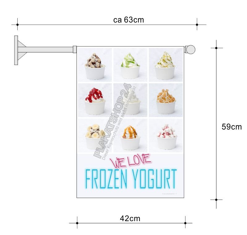 Werbefahne Frozen Yogurt Varianten