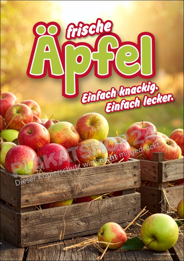 Werbeplakat für den Verkauf von frischen Äpfeln Werbeplakat für den Verkauf von frischen Äpfeln