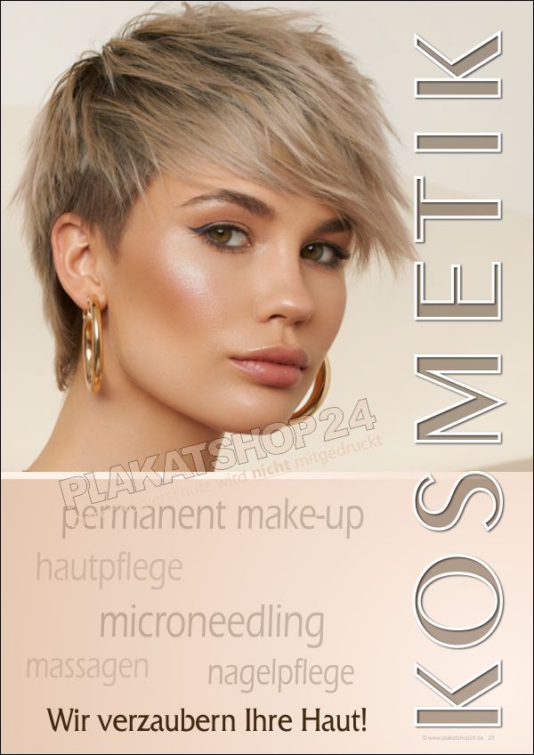 Kosmetik Werbeplakat modern | Schaufensterposter Permanent Make-up & Microneedling | Wetterfeste PVC-Plane & Klebefolie