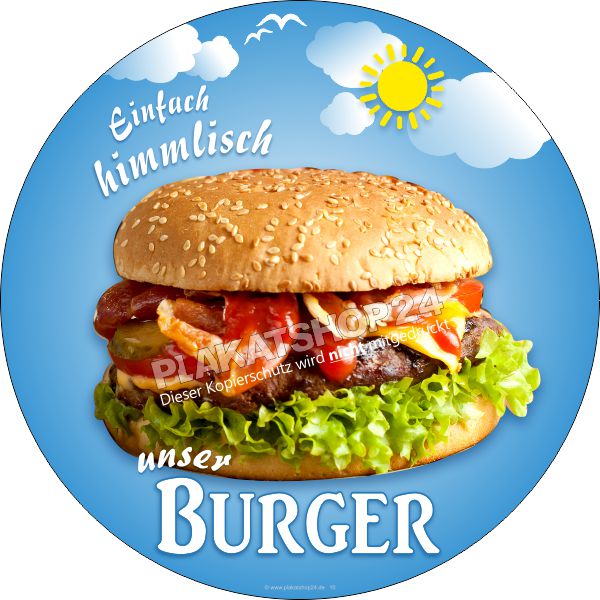 Klebesticker für Burger-Werbung