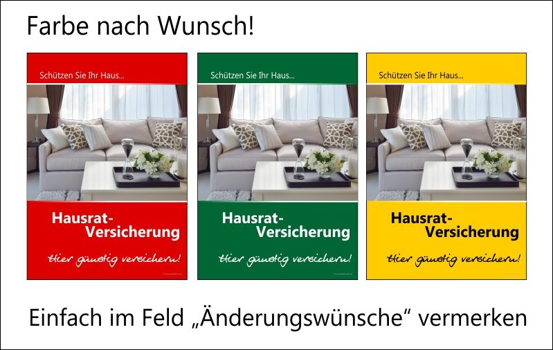 Poster Reklame für Versicherungsbüro Hausratversicherung