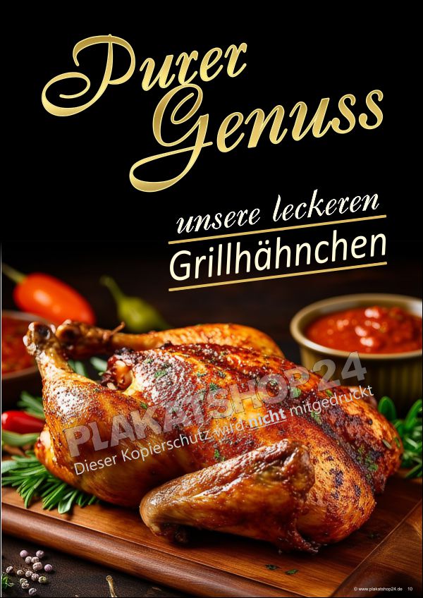 Gastronomie Werbeschild Hähnchengrill | Indoor & Outdoor Plakatdruck