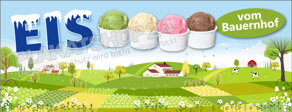 Werbung für Eis vom Bauernhof