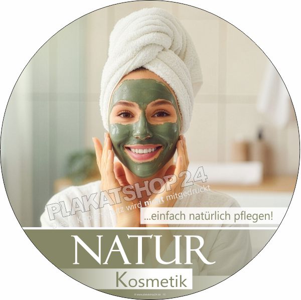 Runde Klebefolie Naturkosmetik – Wetterfester Schaufensteraufkleber für Kosmetikstudios Runde Klebefolie Naturkosmetik – Wetterfester Schaufensteraufkleber für Kosmetikstudios