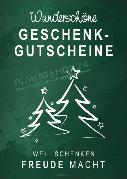 Werbeposter Geschenkgutscheine zu Weihnachten Werbeposter Geschenkgutscheine zu Weihnachten