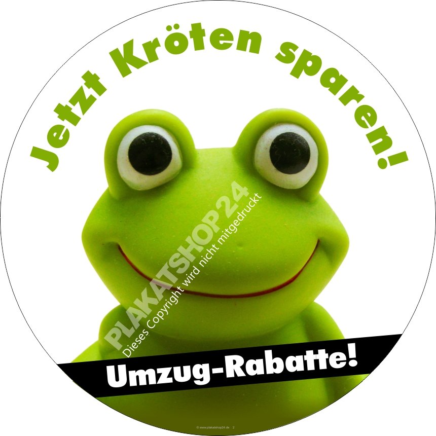 Aufkleber Kröten sparen im Räumungsverkauf wegen Umzug