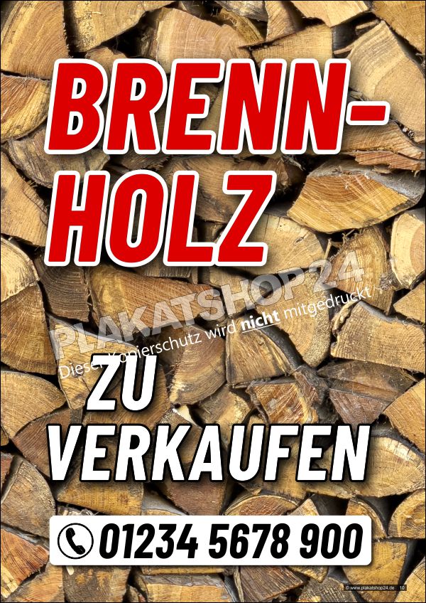 Plakat Kaminholz / Brennholz zu verkaufen