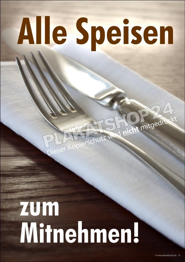Werbeposter Außerhausverkauf Speisen mitnehmen