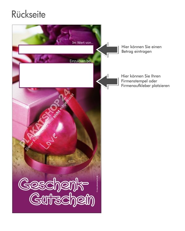 Geschenkgutschein für Muttertag, Valentinstag etc.