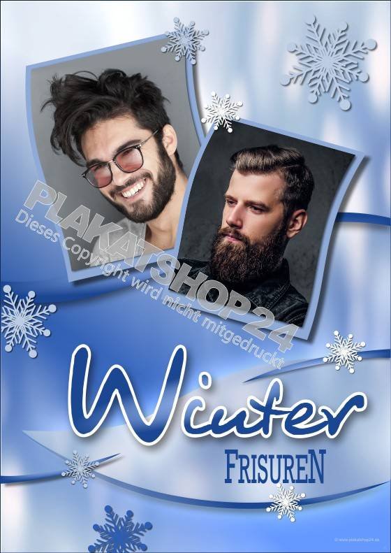 Werbeplakat Friseursalon Winterdeko