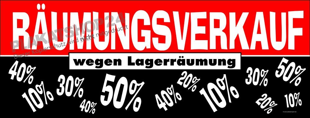 Banner für Aktion Lagerräumung im Einzelhandel