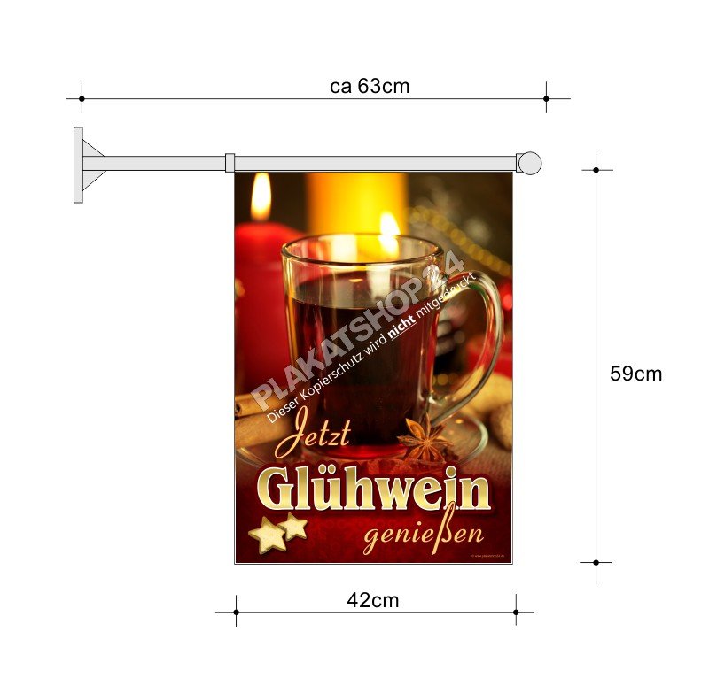 Stockfahne für Glühwein-Verkauf
