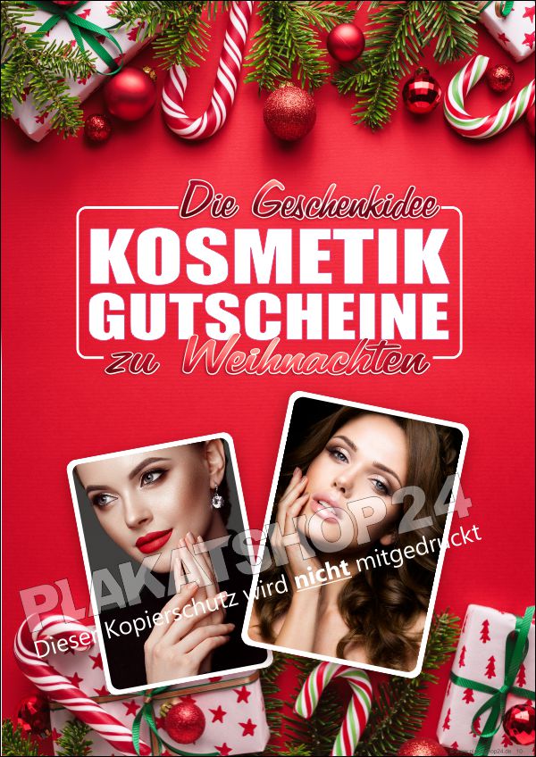 Werbeplakat für Kosmetikstudio Weihnachten Kosmetik-Gutschein verkaufen