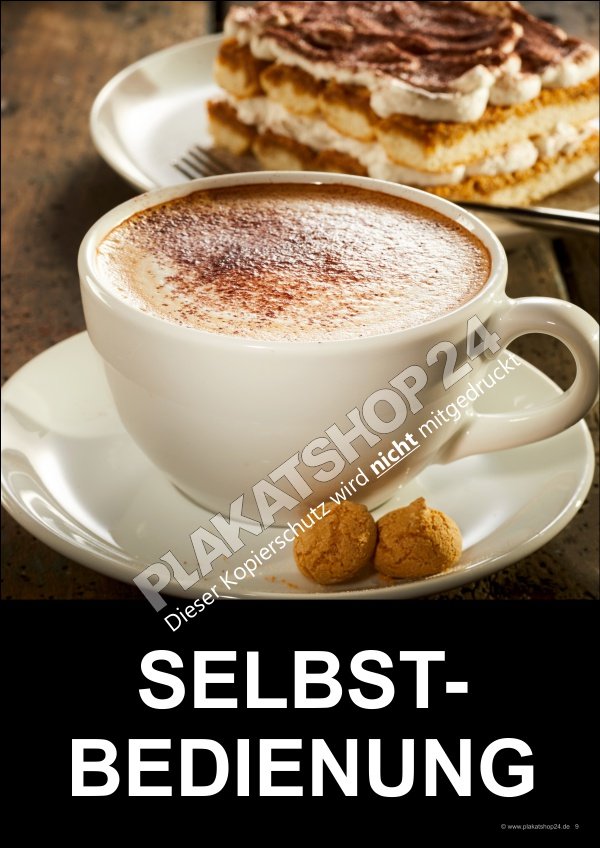 Caféplakat Hier Selbstbedienung