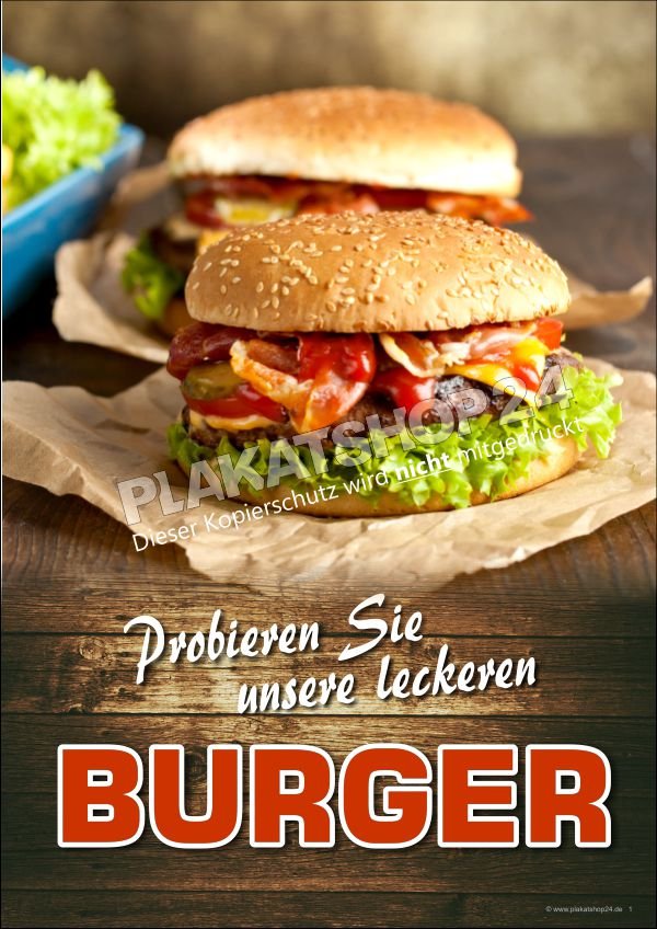 Werbeplakat für Burger-Werbung in der Gastronomie