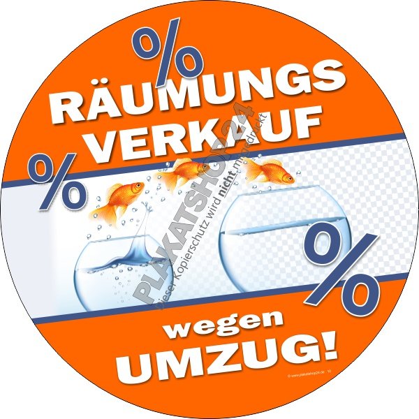 Räumungsverkauf-Aufkleber wegen Umzug