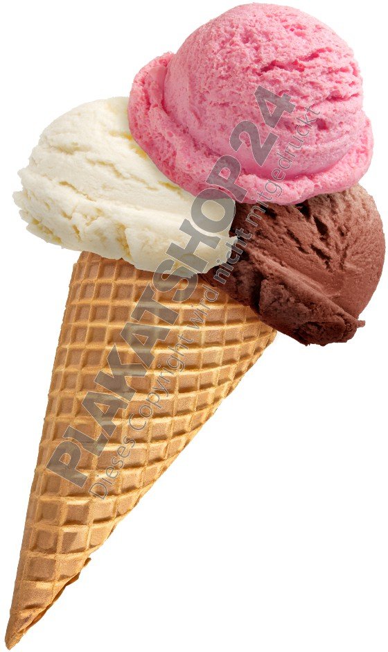 Werbefolie Eishörnchen Vanille Schoko Erdbeere