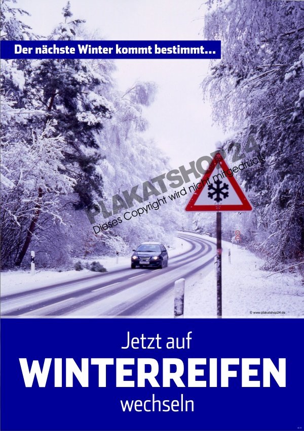Reifenplakat für Winterreifen-Werbung im Autohaus
