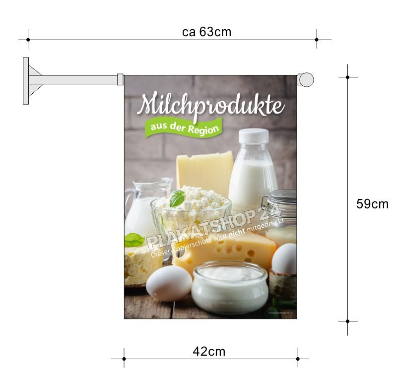 Hofladenfahne Milch / Milchprodukte / Käserei