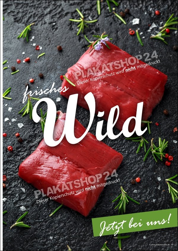 Wildfleischplakat Metzgerei Reh Hirsch