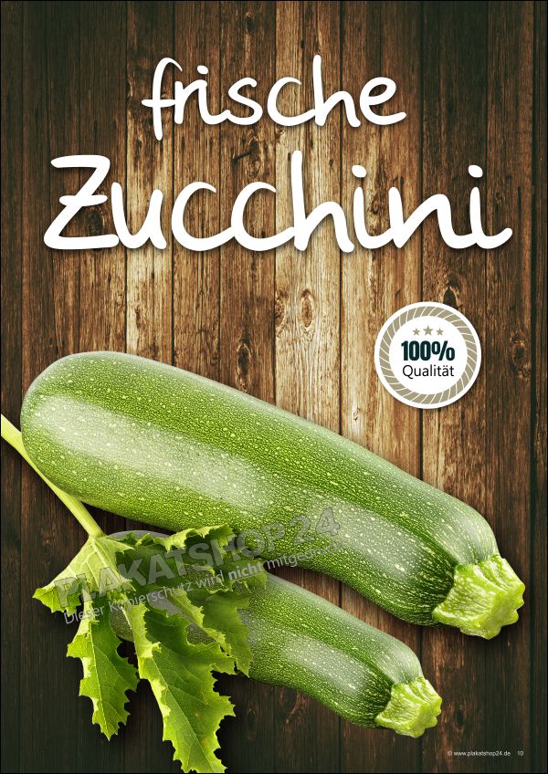 Werbeplakat für frischen Zucchini Werbeplakat für frischen Zucchini