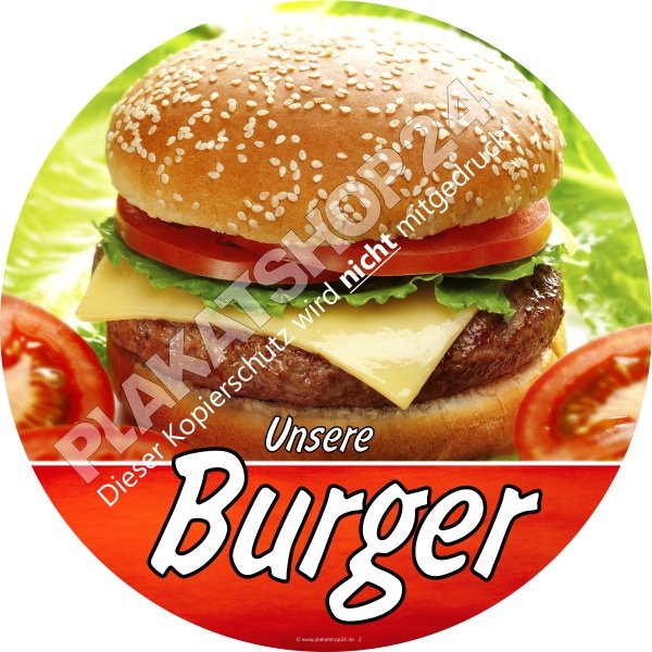 Imbiss-Aufkleber für Burger-Werbung