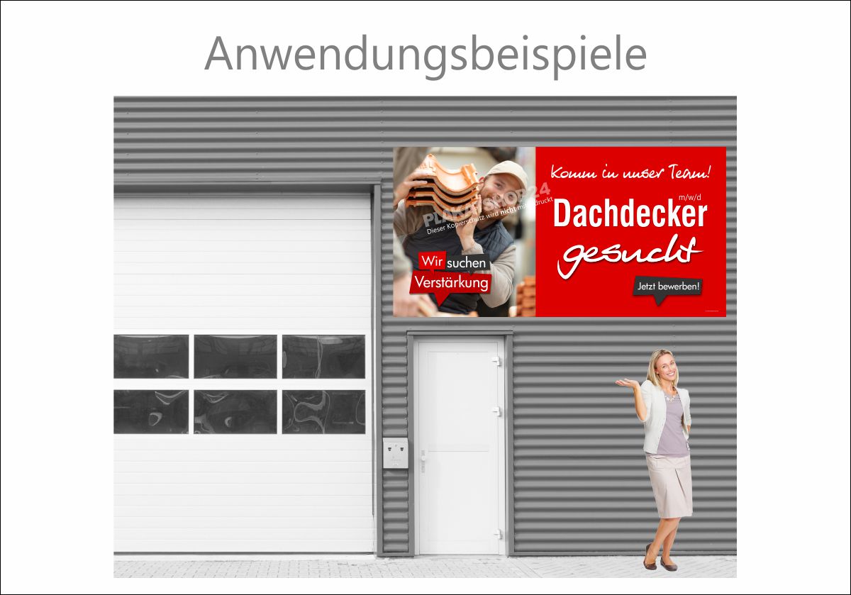 Werbebanner für Bauzäune - Dachdecker gesucht Werbebanner für Bauzäune - Dachdecker gesucht