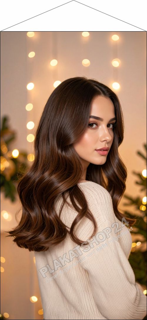 Weihnachts-Stoffbanner für Friseure – Glanz-Styling Motiv inkl. Aufhängung | UV-stabil & Nachhaltig