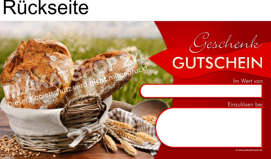 Geschenkgutschein für Bäckerei, Konditorei und Backshop
