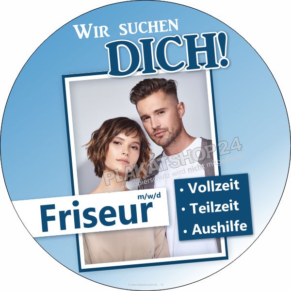 Aufkleber für Friseursalon - Friseur gesucht Aufkleber für Friseursalon - Friseur gesucht